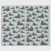 Cute Walrus Pattern Cadeaupapier (Vlak)
