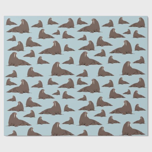Cute Walrus Pattern Cadeaupapier (Vlak)