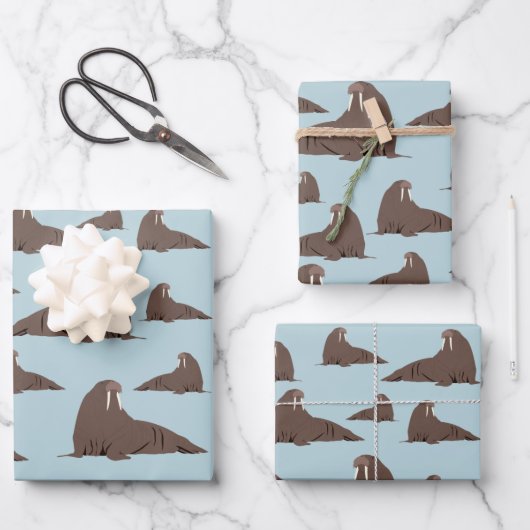 Cute Walrus Pattern Inpakpapier Vel (Voorkant)