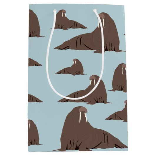 Cute Walrus Pattern Medium Cadeauzakje (Voorkant)