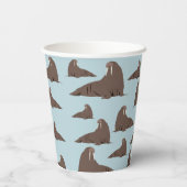 Cute Walrus Pattern Papieren Bekers (Achterkant)