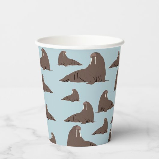 Cute Walrus Pattern Papieren Bekers (Achterkant)