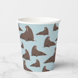 Cute Walrus Pattern Papieren Bekers