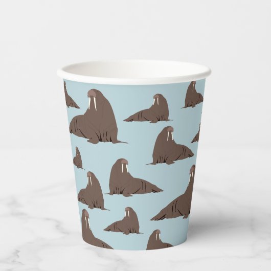 Cute Walrus Pattern Papieren Bekers (Voorkant)