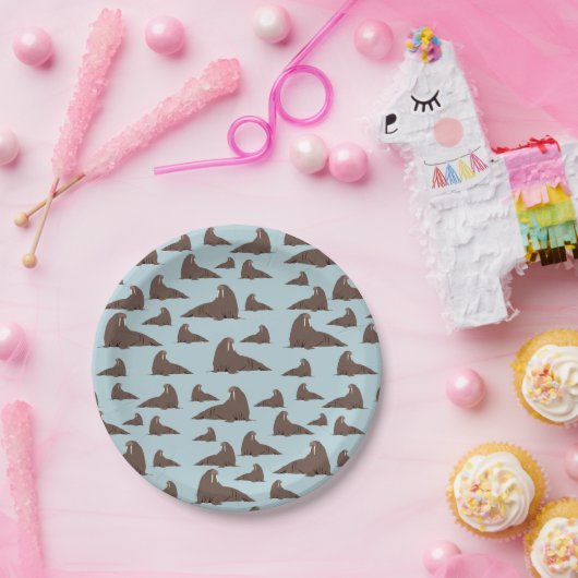 Cute Walrus Pattern Papieren Bordje (Feest)