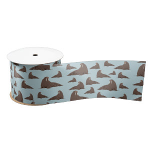 Cute Walrus Pattern Satijnen Lint