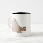 Cute walrus tweekleurige koffiemok (Voorkant links)