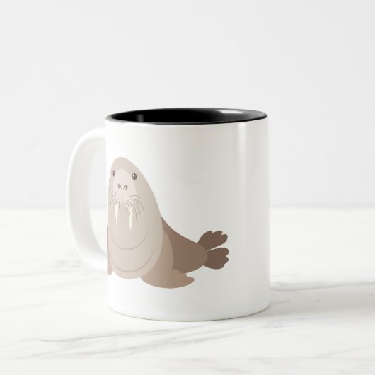 Cute walrus tweekleurige koffiemok (Voorkant links)