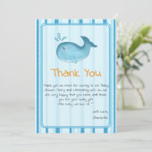 Cute walvis babyshower bedankkaart (Staand voorkant)