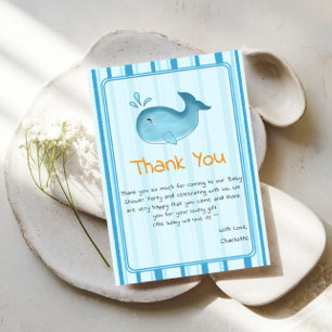 Cute walvis babyshower bedankkaart