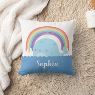 Cute Walvis en Regenboog, Kinderkamer Decoratie Kussen