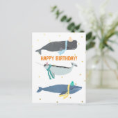 Cute Walvis Sjaals Winter Kinderen Verjaardag Briefkaart (Staand voorkant)