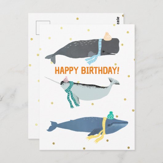 Cute Walvis Sjaals Winter Kinderen Verjaardag Briefkaart (Voorkant / Achterkant)