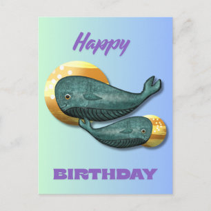 Cute Walvis Verjaardagskaart Oceaan Briefkaart