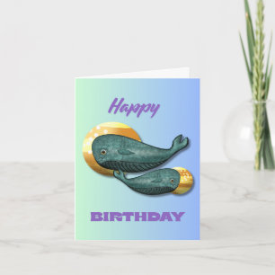 Cute Walvis Verjaardagskaart Oceaan Kaart
