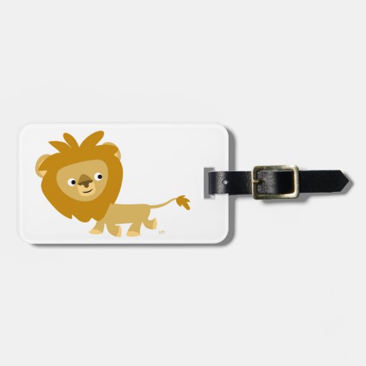 Cute Wandelende Cartoon Leeuw Bagage Label (Voorkant horizontaal)