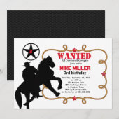 Cute Wanted Western Cowboy Invitation Kaart (Voorkant / Achterkant)