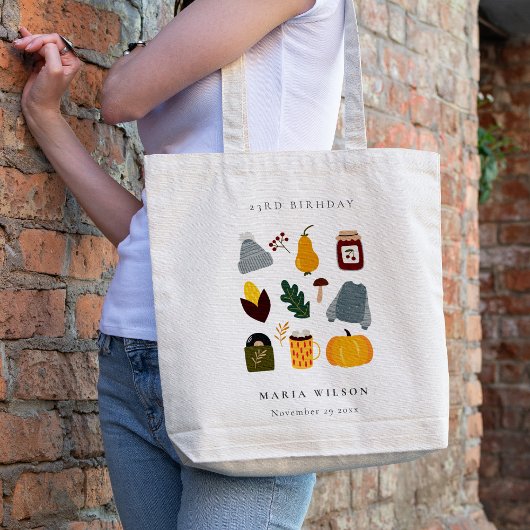 Cute Warm Cozy Autumn Essential Any Age Birthday Tote Bag