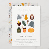 Cute Warm Cozy Autumn Essential Baby shower Invite Bedankkaart (Voorkant / Achterkant)