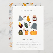 Cute Warm Cozy Autumn Essential Baby shower Invite