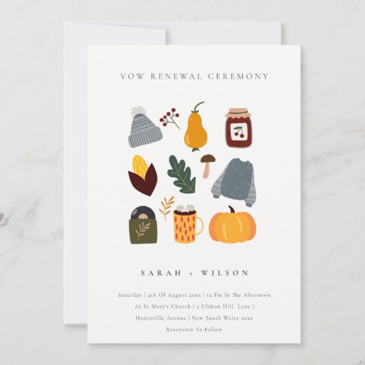 Cute Warm Cozy Autumn Essential Vow Renewal Invite Bedankkaart (Voorkant)