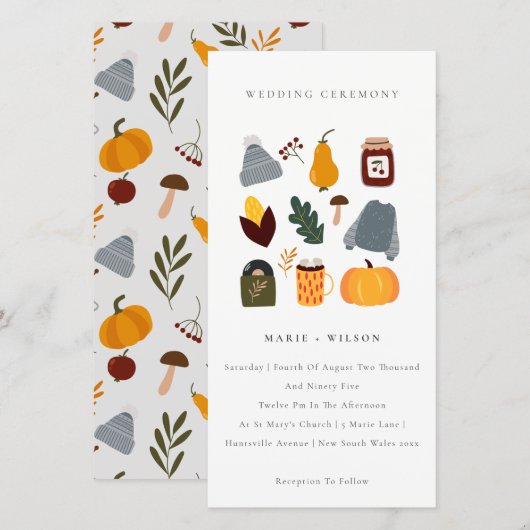 Cute Warm Cozy Autumn Essential Wedding Invite Bedankkaart (Voorkant / Achterkant)
