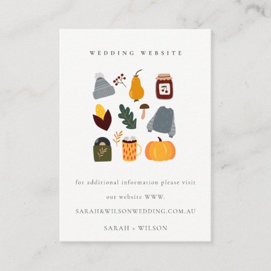 Cute Warm Cozy Autumn Essential Wedding Website Informatiekaartje (Voorkant)