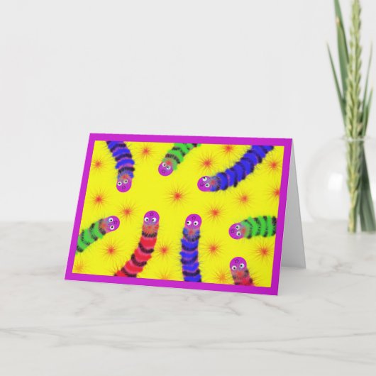 Cute Warm Fuzzy Worm Fuzzy Aanmoediging Kaart (Voorkant)