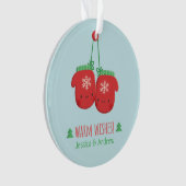 Cute Warm Wishes Kerstmis Mittens Couple Ornament (voorkant)
