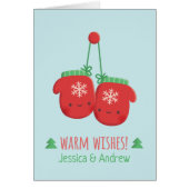 Cute Warm Wishes Mittens KerstWenskaarten (Voorkant)