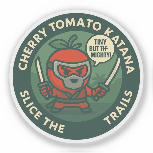Cute Warrior Cherry Tomato Japanese Theme Sticker (Voorkant)