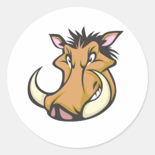 Cute Warthog Cartoon Shirt Ronde Sticker
