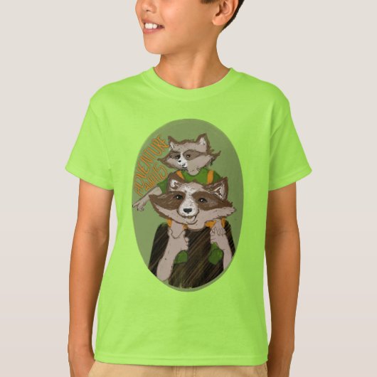 Cute Wasbeer Avontuur Wacht Herdenkings T-shirt (Voorkant)