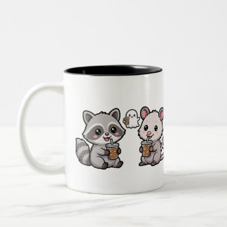 Cute Wasbeer en Opossum Koffie Mok, Kawaii Tweekleurige Koffiemok
