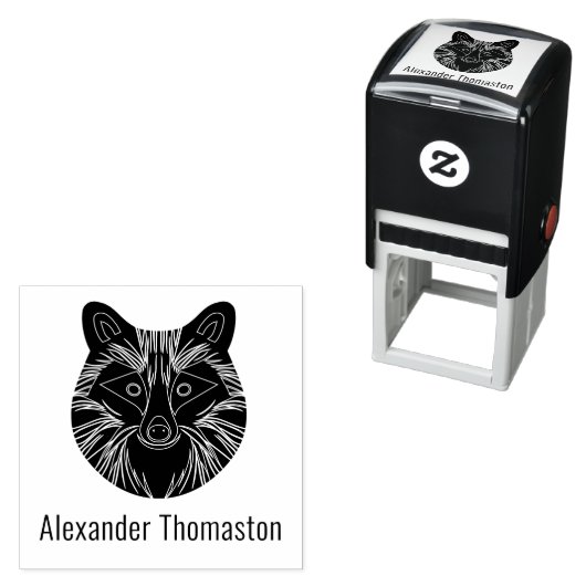 Cute Wasbeer Hoofd Naam Zelfinktende Stempel (In situ)