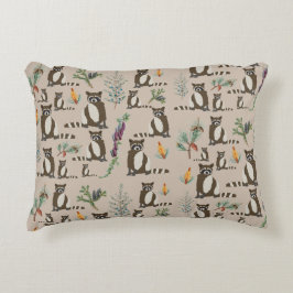 Cute Wasbeer in Dennenbos Patroon Accent Kussen