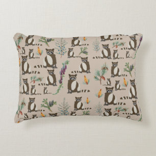 Cute Wasbeer in Dennenbos Patroon Accent Kussen