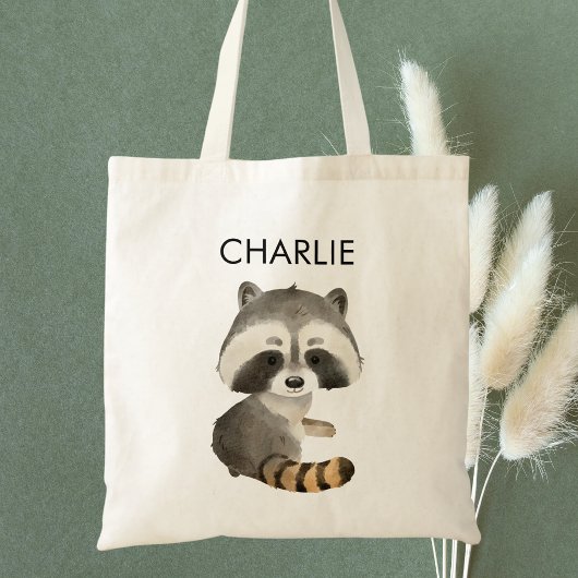 Cute Wasbeer Kinderen Gepersonaliseerde Boodschapp Tote Bag