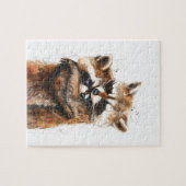 Cute Wasbeer Koppel Liefde Legpuzzel (Horizontaal)