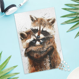 Cute Wasbeer Koppel Liefde Legpuzzel