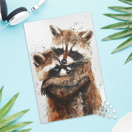 Cute Wasbeer Koppel Liefde Legpuzzel