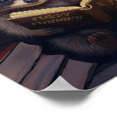 Cute Wasbeer Leest een Boek Poster (Hoek)