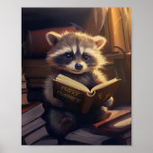 Cute Wasbeer Leest een Boek Poster (Voorkant)