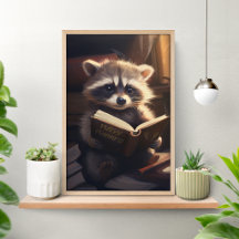 Cute Wasbeer Leest een Boek Poster