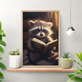 Cute Wasbeer Leest een Boek Poster