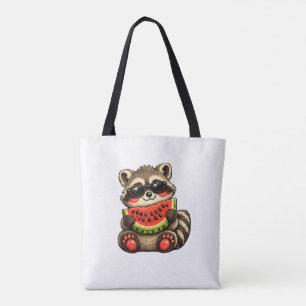 Cute Wasbeer met Watermeloen Tote Bag