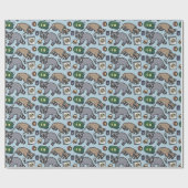 Cute Wasbeer "Vuilnisbeer" Patroon Cadeaupapier (Vlak)