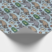 Cute Wasbeer "Vuilnisbeer" Patroon Cadeaupapier (Hoek)