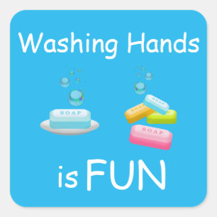 Cute Washing Hands is FUN Vierkante Sticker