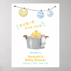 Cute Wasknijplijn Rubber Eend Baby Shower Welkom  Poster